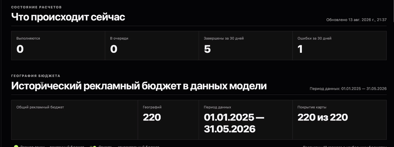 Статус расчётов